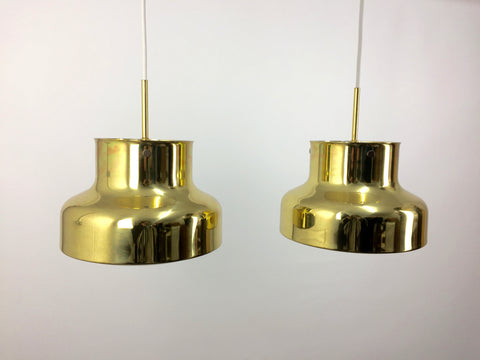 Pair of brass 'Bumling' pendant lamps by Anders Pehrson for Ateljé Lyktan