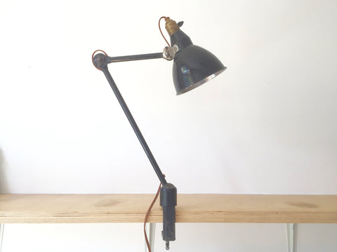 1930s Vintage Industrial desk/bench clamp lamp by Mazda, France