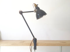 1930s Vintage Industrial desk/bench clamp lamp by Mazda, France - eyespy