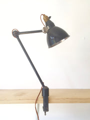 1930s Vintage Industrial desk/bench clamp lamp by Mazda, France - eyespy