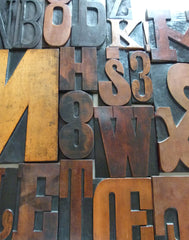 Vintage letterpress wooden printing blocks - eyespy