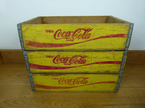 Vintage Coca Cola crate - Yellow