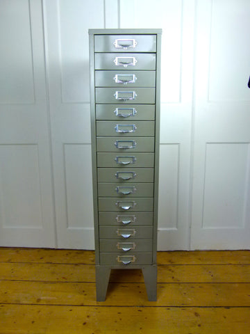 Vintage industrial 15 drawer metal filing cabinet