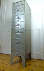 Vintage industrial 15 drawer metal filing cabinet - eyespy