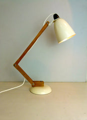 VINTAGE 60's HABITAT CONRAN MACLAMP WHITE WOODEN ARM - eyespy