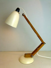 VINTAGE 60's HABITAT CONRAN MACLAMP WHITE WOODEN ARM - eyespy