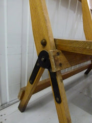 Antique oak school fold up bench 4 seats - eyespy