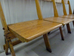 Antique oak school fold up bench 4 seats - eyespy