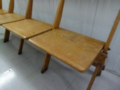 Antique oak school fold up bench 4 seats - eyespy