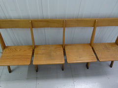 Antique oak school fold up bench 4 seats - eyespy