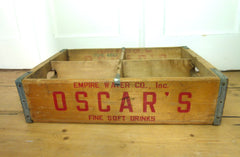 VINTAGE U.S 60s OSCAR'S SODA BOTTLE CRATE - 4 SECTIONS - eyespy