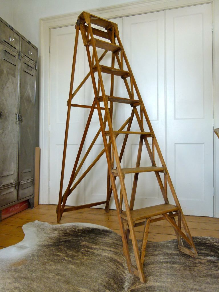 ANTIQUE VINTAGE HATHERLEY STEP LADDER library steps - eyespy