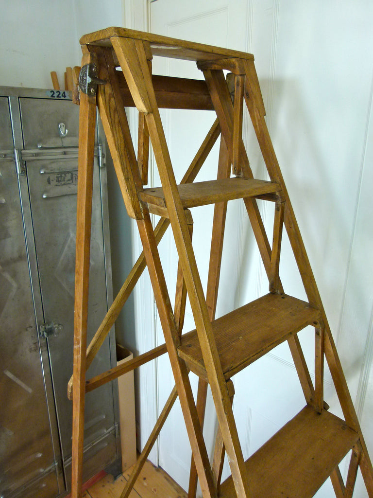 ANTIQUE VINTAGE HATHERLEY STEP LADDER library steps - eyespy