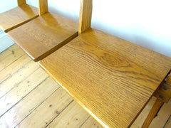 vintage industrial oak school fold up bench 3 seats - eyespy