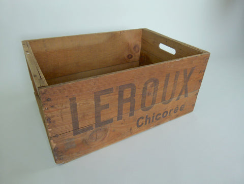 Vintage French Leroux wooden storage crate