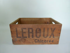 Vintage French Leroux wooden storage crate - eyespy