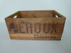 Vintage French Leroux wooden storage crate - eyespy