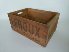 Vintage French Leroux wooden storage crate - eyespy