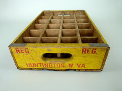 Vintage coca cola bottle crate, yellow, 24 section - eyespy