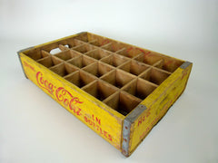 Vintage coca cola bottle crate, yellow, 24 section - eyespy