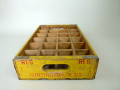 Vintage coca cola bottle crate, yellow, 24 section - eyespy