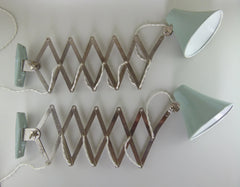 Pair of 60s French scissor arm extendable wall lamps - eyespy