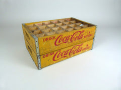 Vintage coca cola bottle crate, yellow, 24 section - eyespy