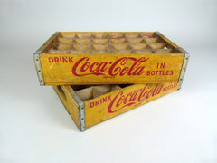 Vintage coca cola bottle crate, yellow, 24 section - eyespy
