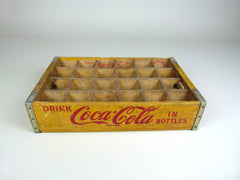 Vintage coca cola bottle crate, yellow, 24 section - eyespy
