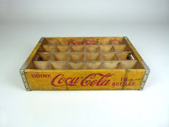 Vintage coca cola bottle crate, yellow, 24 section - eyespy