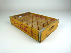 Vintage coca cola bottle crate, yellow, 24 section - eyespy