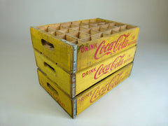 Coca cola wooden bottle crate. 24 section - Yellow - eyespy