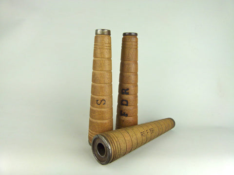 3 large 28cm high textile factory bobbins