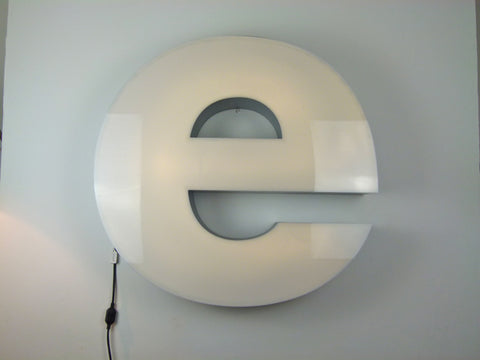 Giant reclaimed illuminated shop sign letter - E