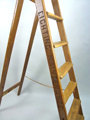 Antique pine 'lighting maintenance' step ladder - eyespy