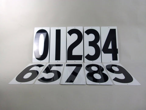 US gas station metal number signs