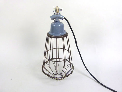 Vintage salvaged marine cage inspection light