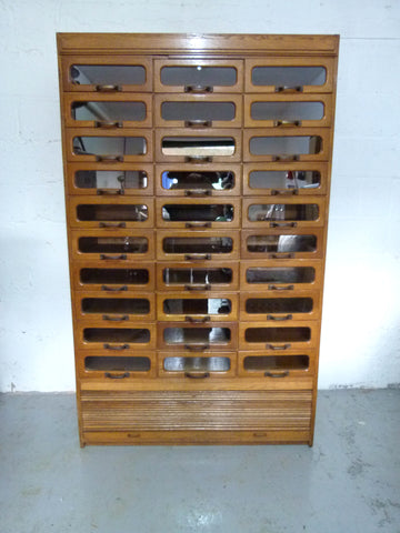 Antique oak haberdashery shop drawers