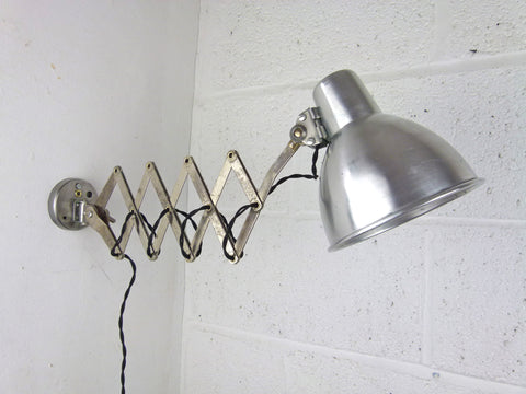 Vintage French scissor arm extendable wall lamp