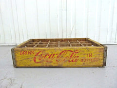 Coca Cola wooden bottle crate. 24 section - Yellow - eyespy