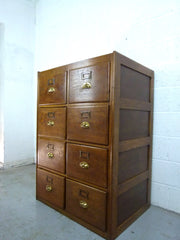 Antique oak double filing cabinet - eyespy