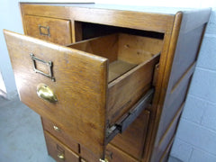 Antique oak double filing cabinet - eyespy