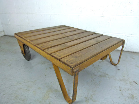 Vintage industrial factory trolley cart table