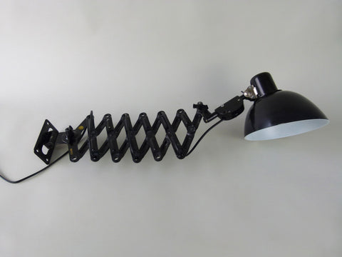 Vintage industrial scissor arm wall mounted lamp