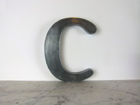 Vintage metal shop sign letter - C