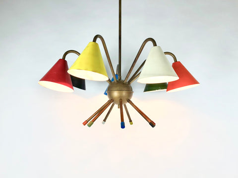 1950s Italian Atomic 7 light chandelier