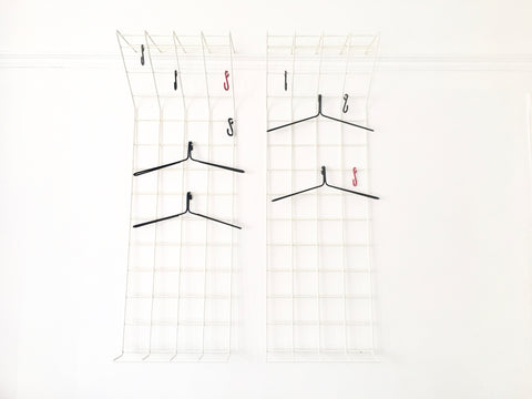 Mid century geometric wire grid coat racks by Karl Fitchel