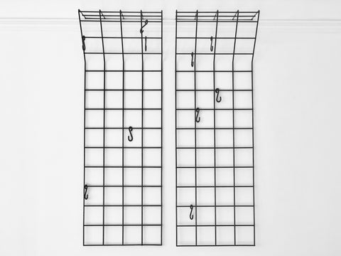 Mid century geometric wire grid coat racks by Karl Fitchel