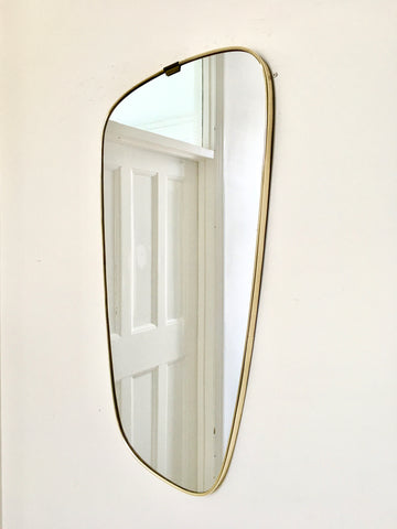 1960s brass framed asymmetric wall mirror