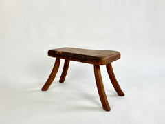 Eyespy - Mid 20th century primitive stool / side table from the Netherlands with natural live bark edge top and gently curved legs. 